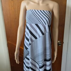 Striped Black and White Asymmetrical Maxi Dress By Chances R Women's Size XL